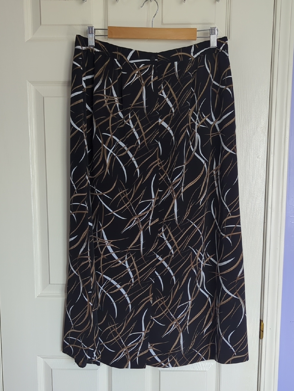 Black Abstract Print A-Line Skirt